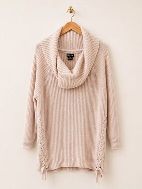 City Chic Cowl Neck Chunky Knit Sweater Size M/18 Blush Pink NWT